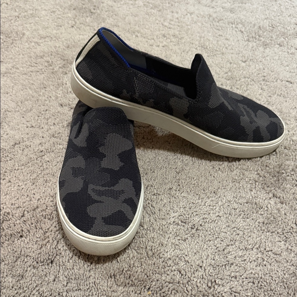 Rothy’s camo Black and Gray Slip-On Loafers